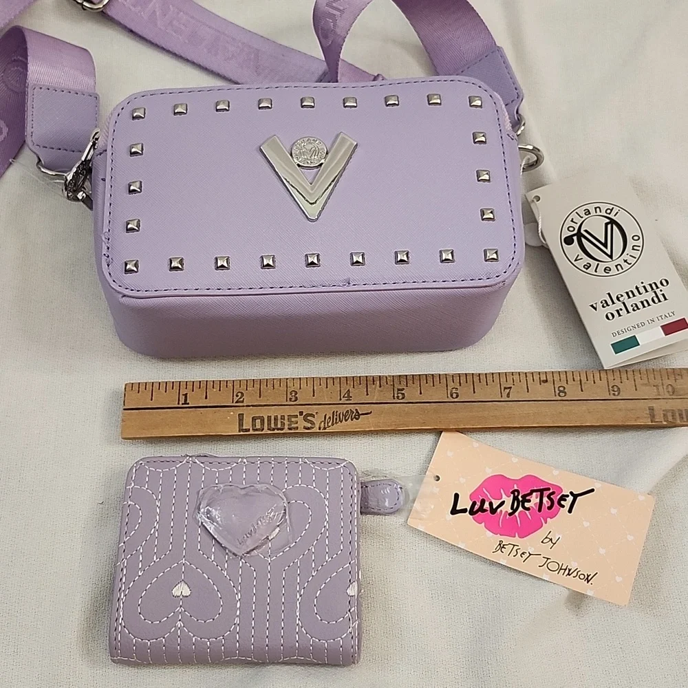 Valentino Orlandi Lavender Crossbody Bag & Coordinating Betsey Johnson Wallet